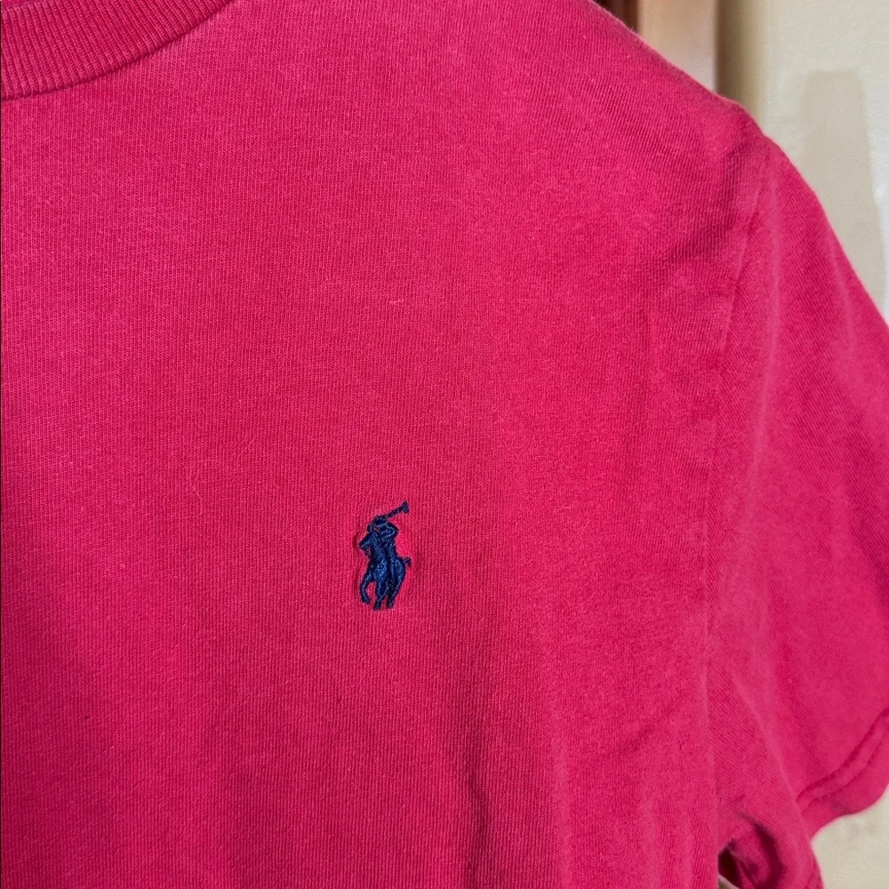 Polo Ralph Lauren Boys Red Embroidered Pony Tee Size L 14/16 Cotton